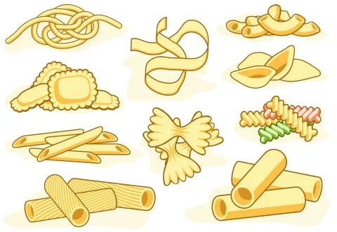 Pasta shape icons Stock Illustration