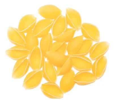 Pasta in the shape of a shell isolated on white background close up Stockfoto's