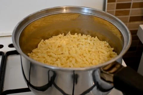 Pasta Shells Cooking in Pot for Soup, Homemade Food Preparation Фото