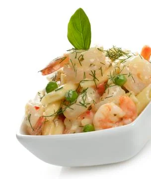 Pasta with shrimps Stock-Fotos