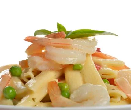 Pasta with shrimps Stock Photos