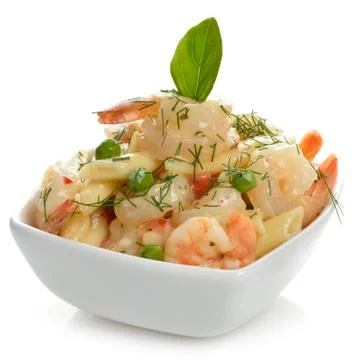 Pasta with shrimps Stock Photos