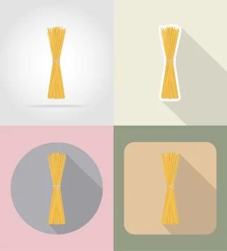 Pasta spaghetti food and objects flat icons vector illustration Stock Illustration