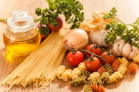 Pasta spaghetti ingredient Stock Photos
