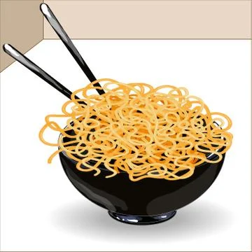 Pasta. Spaghetti in plate. Stock Illustration