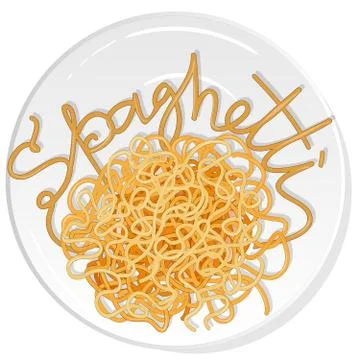 Pasta. Spaghetti on plate vector illustration set  isolated. White background Stock Illustration