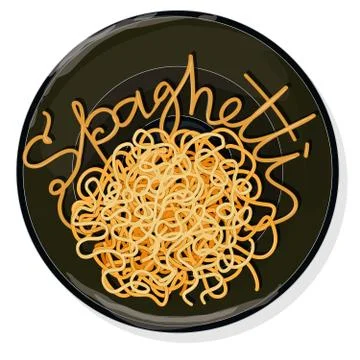Pasta. Spaghetti on plate vector illustration set  isolated. White background Stock Illustration