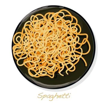 Pasta. Spaghetti on plate vector illustration set  isolated. White background Stock Illustration