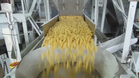 Pasta, spaghetti, production, short-cutmacaroni Stock Footage 75217682