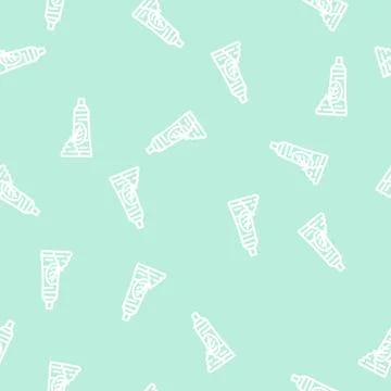 Pasta spinach line vector seamless pattern Stock Illustration