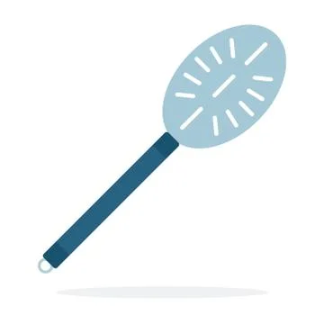 Pasta spoon with holes vector flat material design isolated object on white Stock Illustration