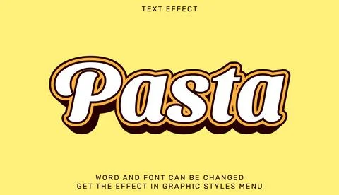 Pasta text effect template in 3d design Stock Illustration