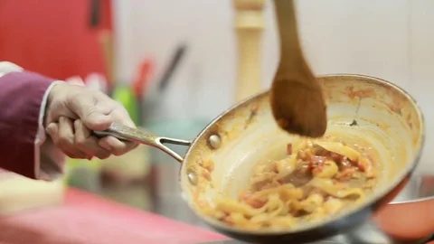 Pasta With Tomato Sauce And Parmesan Stock Footage
