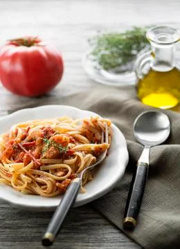 Pasta with tomato sauce Stock Photos