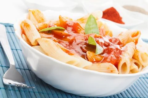 Pasta with tomato sauce. selective focus Stock Photos