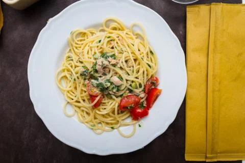 Pasta with tuna Stock Photos