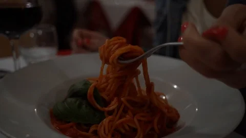 Pasta Twirl with Steam in Slow Motion Stock Footage
