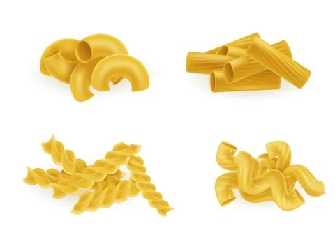Pasta types and forms realistic vector set Stock-Illustration