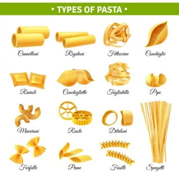 Pasta Types Infographics Illustrazione stock