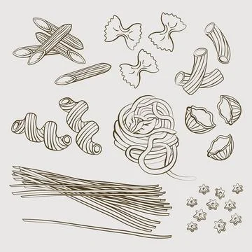 Pasta vector sketch hand drawing in vector and illustration Stock Illustration