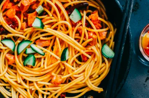 Pasta With Vegetables Stock Photos