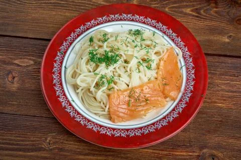 Pasta vermicelli with salmon Stock-Fotos