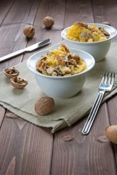 Pasta with walnuts Stock Photos