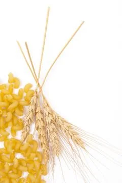 Pasta with wheat ears Stock Photos