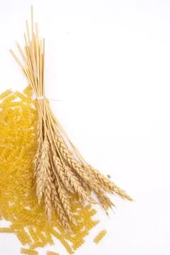 Pasta with wheat ears Stock Photos