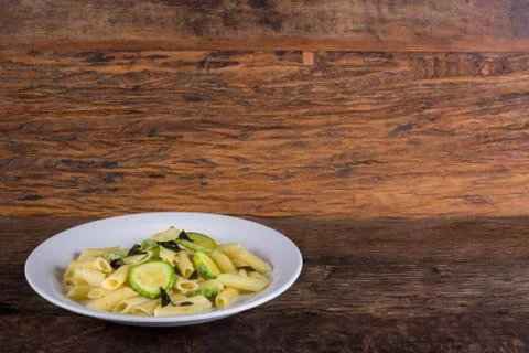 Pasta with zucchini Stock Photos