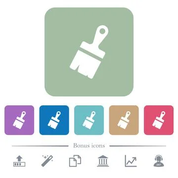 Paste with brush flat icons on color rounded square backgrounds Illustrazione stock