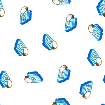 Paste coconut tropical isometric icon seamless pattern Stock Illustration