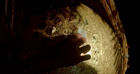 Paste gold on a round ball Thai people call it Luk Nimit. Stock Footage 310631025