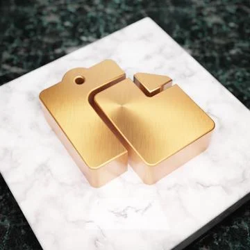 Paste icon. Bronze Paste symbol on white marble podium. Illustrazione stock