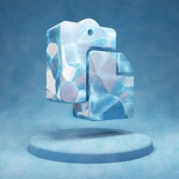 Paste icon. Cracked blue Ice Paste symbol on blue snow podium. Ilustração Stock
