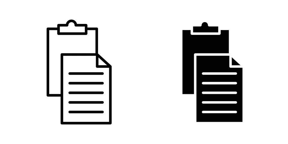 Paste icon drawing lines. Silhouette style vector bundle Stock Illustration