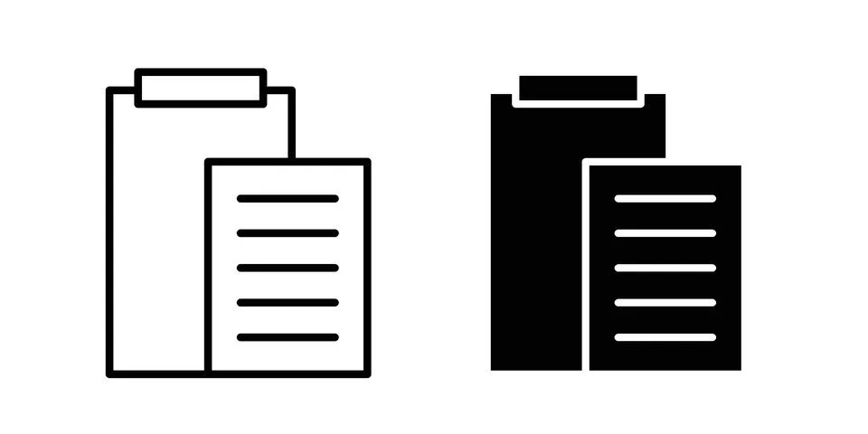 Paste icon pack with silhouette and stroke web icons Stock Illustration