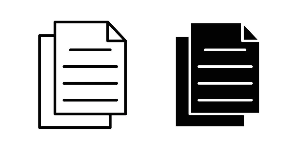 Paste icon silhouette vector set. thin line pack Stock Illustration