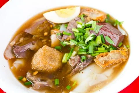 Paste of rice flour with pork Stock Photos