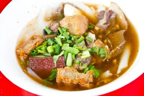Paste of rice flour with pork Stock Photos