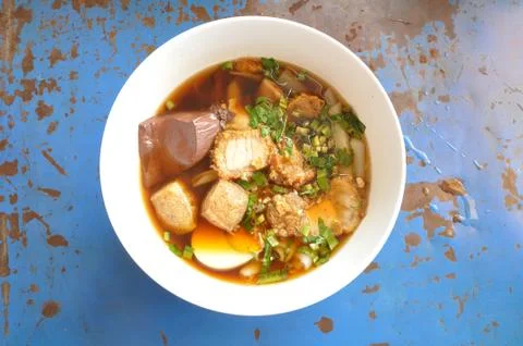 Paste of rice flour with pork Stock Photos