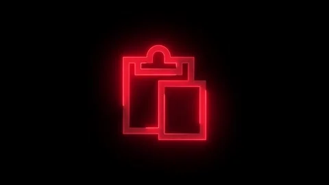 Paste symbol icon glowing neon red color animation Stock Footage 278860094