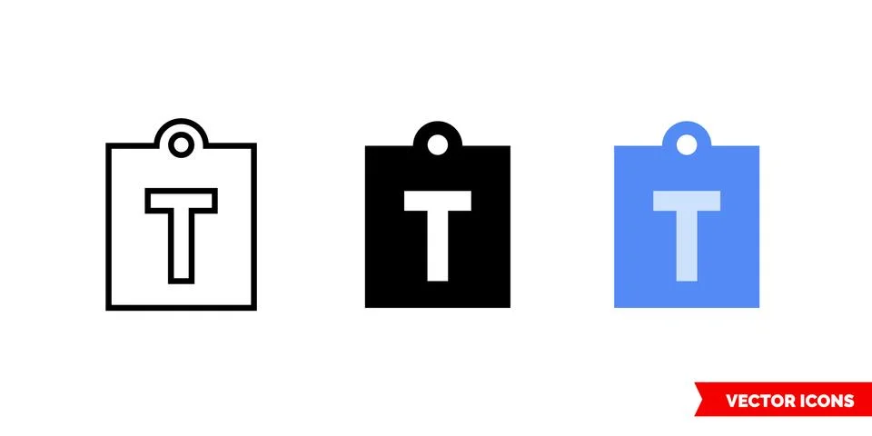 Paste as text icon of 3 types. Isolated vector sign symbol. Stock Illustration