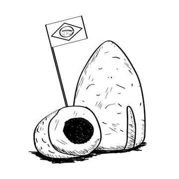 Pastei de queijo with a flag of Brazil - Outline Stock Illustration