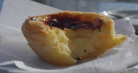 Pasteis de nata bite C4K 25p Stock Footage 129820269