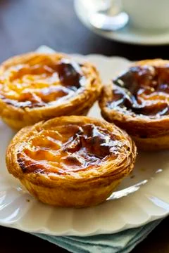 Pasteis de Nata in a Cafe Stock Photos