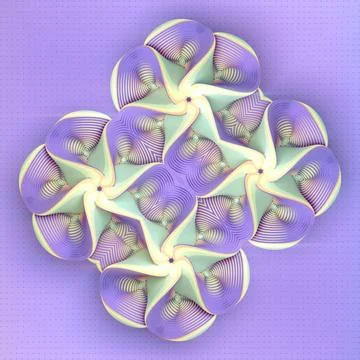 Pastel 3D Floral Symmetrical Pattern on Dotted Purple BG Stock Illustration