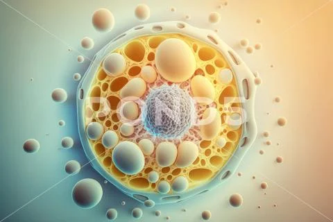 Pastel 3d illustration render of human cell on bright background ...