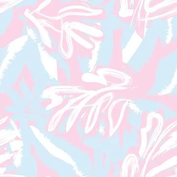 Pastel Abstract Brushstroke Leaf seamless pattern design Stock-Illustration