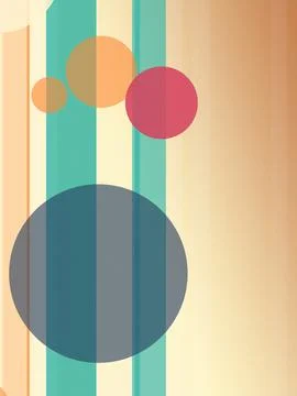Pastel abstract geometric design with overlapping circles and vertical stri.. Stock Illustration